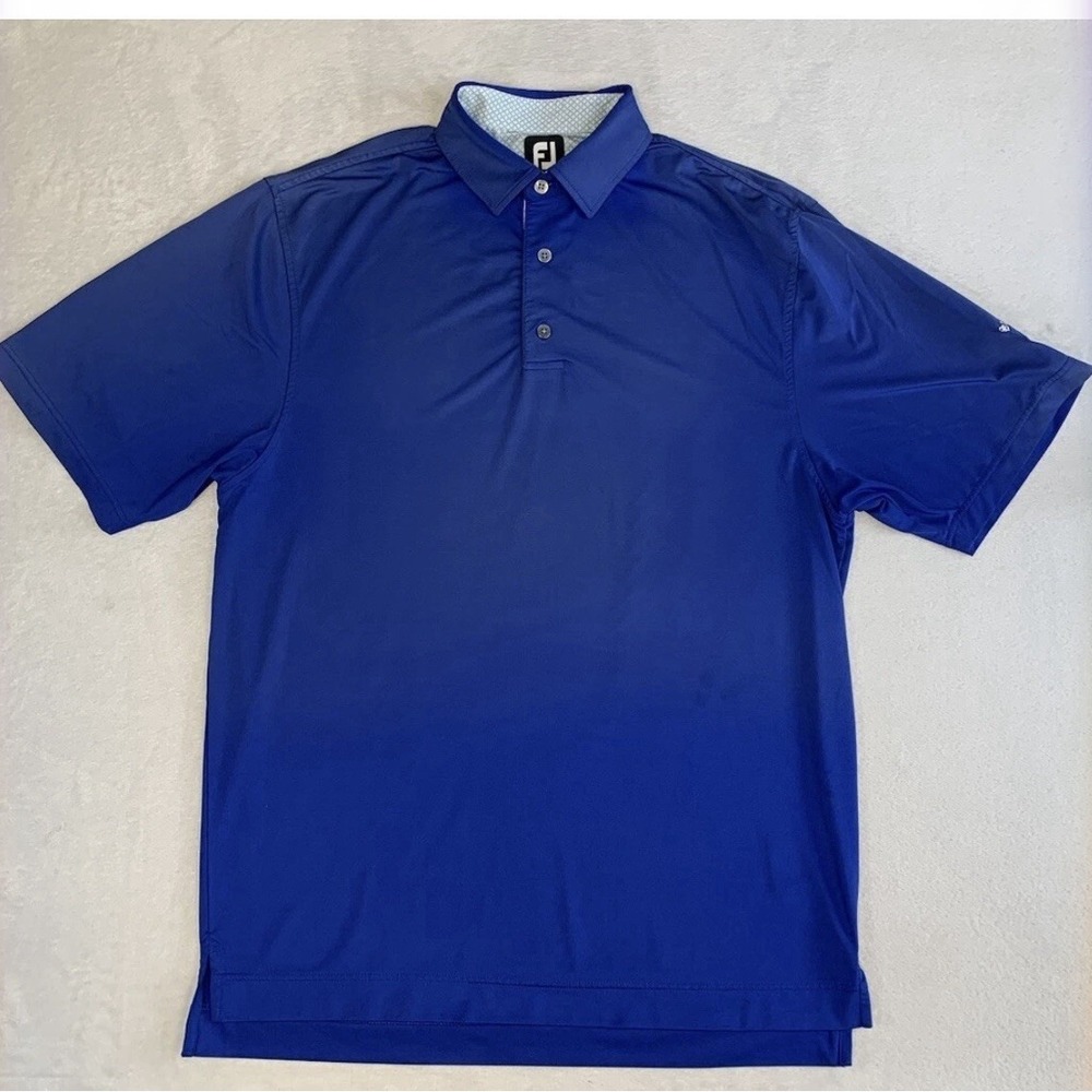 FootJoy Polo Shirt Mens Size Medium Blue Short Sleeve Golf‎ Stretch Athletic
